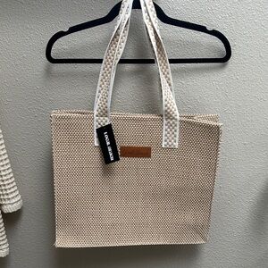 Chic Beige Tote Bag with Woven Design